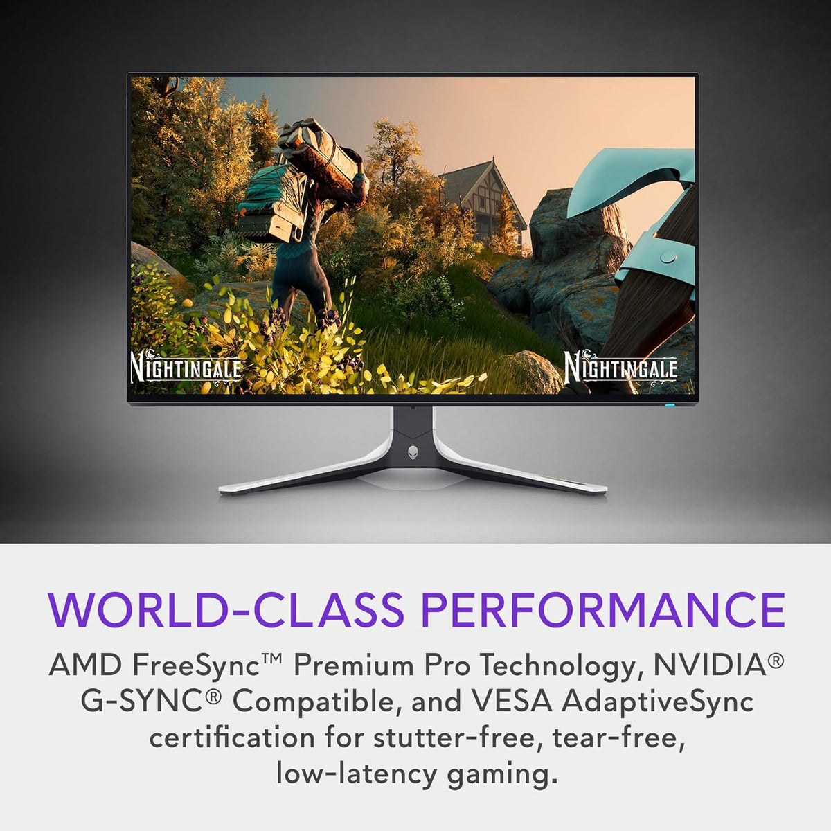Alienware AW2723DF Gaming Monitor - 27-inch (2560 x 1440) 240Hz Display (DP 1.4), 1ms Response Time, NVIDIA G-Sync, Preset OSD Modes, Height/Tilt/Swivel/Pivot Adjustability - Lunar Light