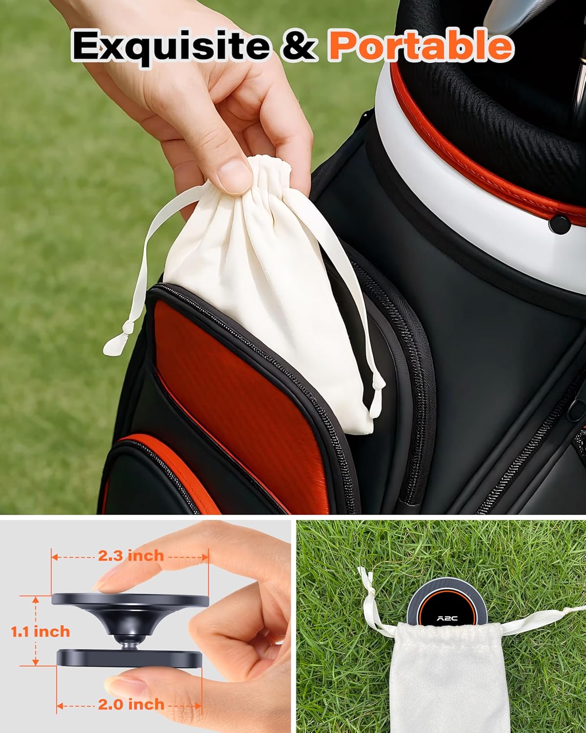 A2C Alloy Magnetic Golf Cart Phone Holder Compatible with MagSafe iPhone 16 Pro Max Plus 15 14 13 12 Mini Fits EZGO, Club Car, Yamaha, Icon, Golf Cart Accessories Essentials Gift for Friend Men Women