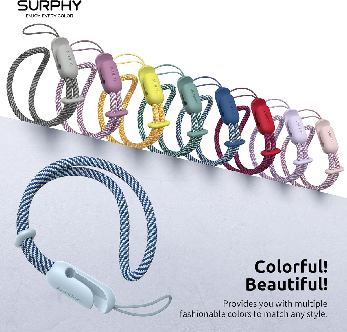 SURPHY 2 Pack Phone Lanyard for Cellphone Case, Phone Wrist Strap for Case, Cellphone Strap with 2-Color Braided, Charm Wrist Lanyard for Women and Men, Cloud Blue & Green