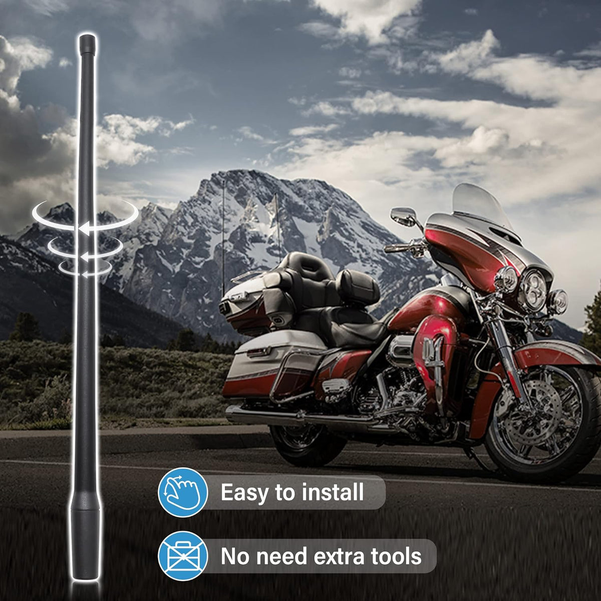 Anina 2PC 13 Inch 1998-2022 Antenna Mast for Harley Davidson Motorcycle Aerial Antenna for FM/AM Radio Signal Reception