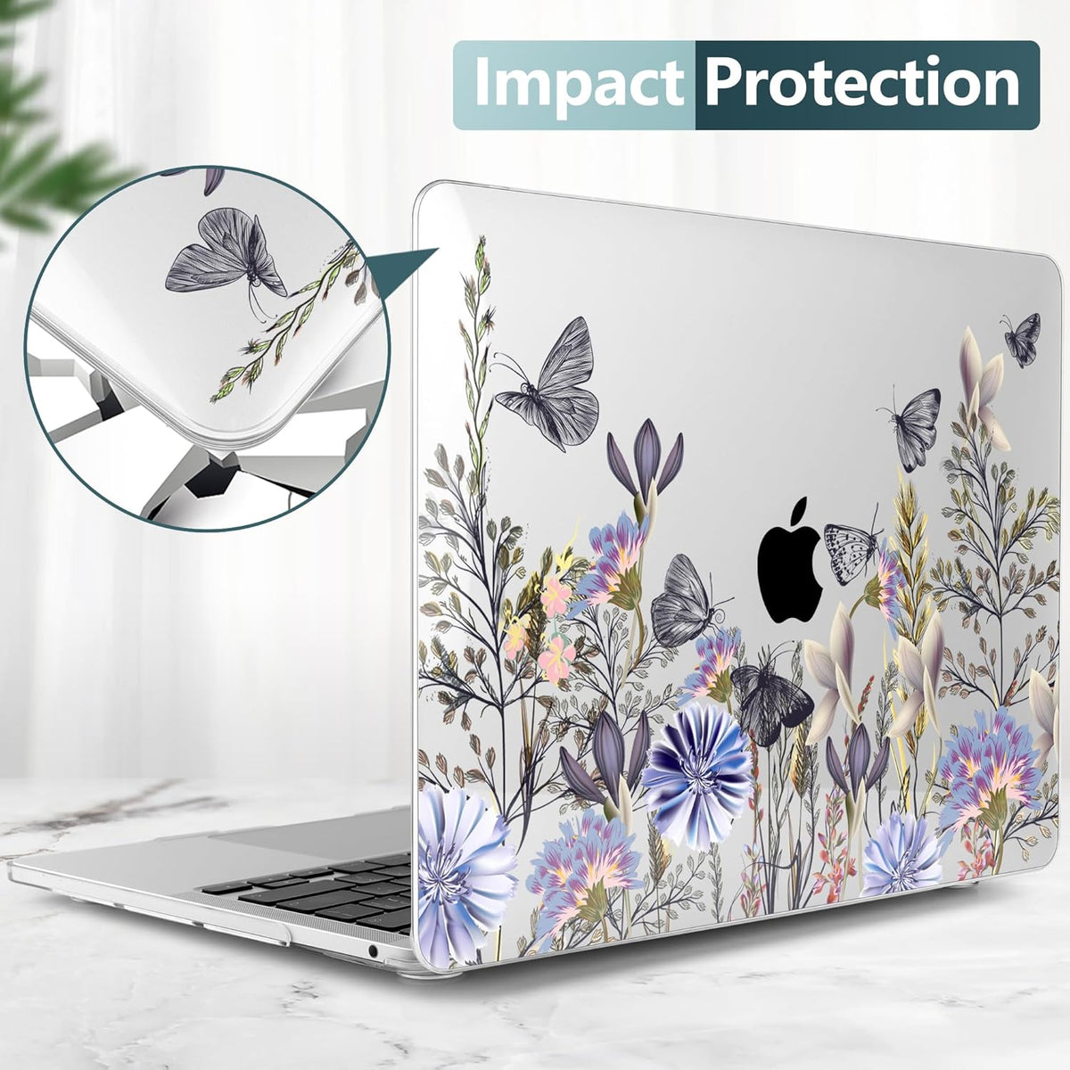 TWOLSKOO Compatible with MacBook Pro 13 inch Case 2023-2016 A2338 M2/M1 A2251 A2289 A2159 A1989 A1706, Plastic Hard Shell Cover & Keyboard Skin & Screen Protector, Garden Flower