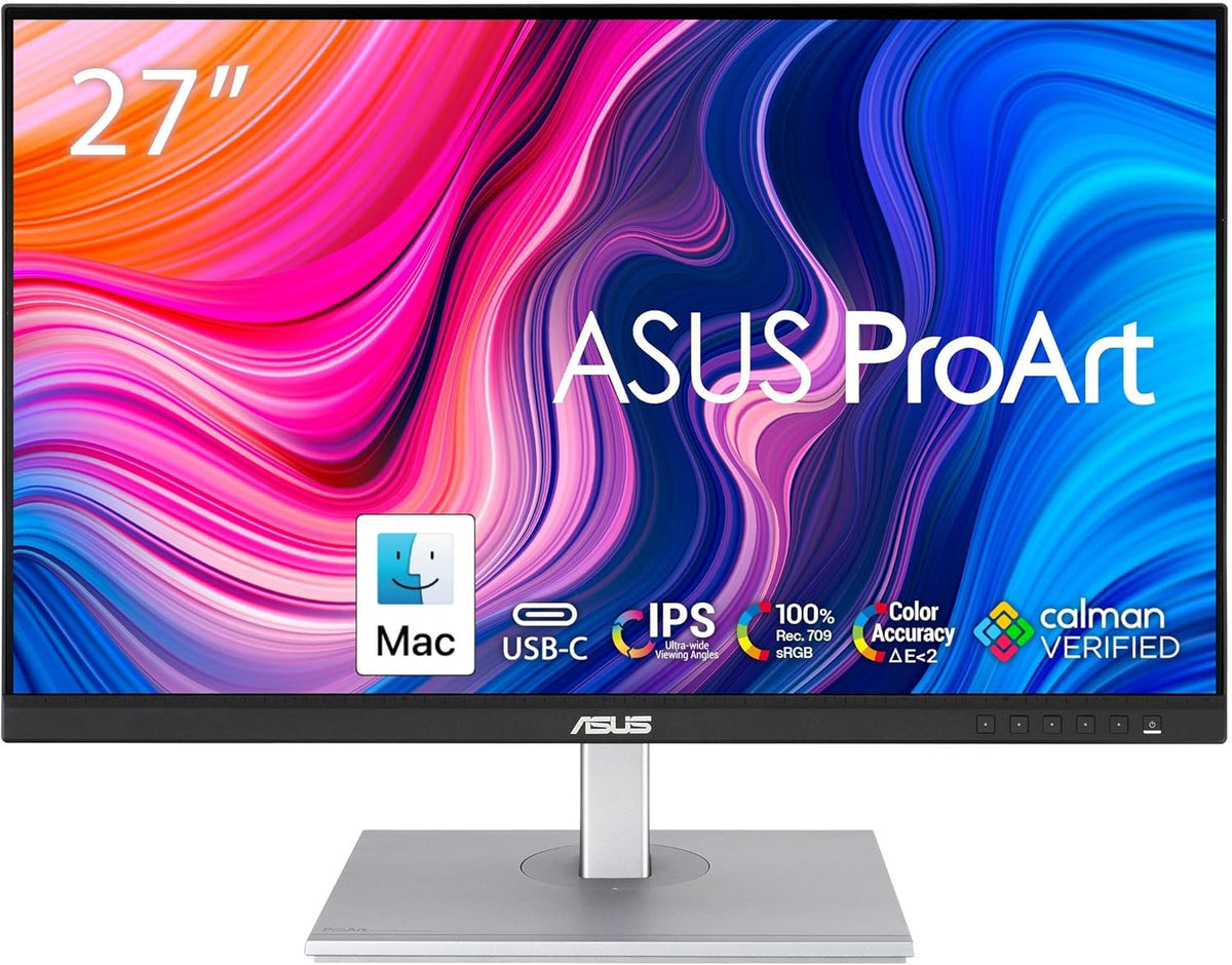 ASUS ProArt Display 27" Monitor PA278CV - WQHD (2560 x 1440), IPS, 100% sRGB, 100% Rec. 709, ΔE < 2, Calman Verified, USB Hub, USB-C, DisplayPort Daisy-chaining, HDMI, Eye Care, Height Adjustable