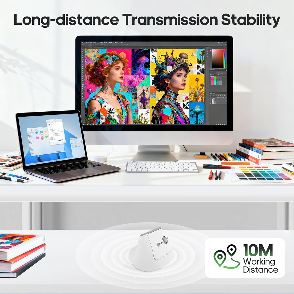 FOPATO 5.0 2.4G Click,60% Pressure,3 Ergonomic Vertical Mouse,Wireless Bluetooth and Mouse,Silent Reduced Wrist