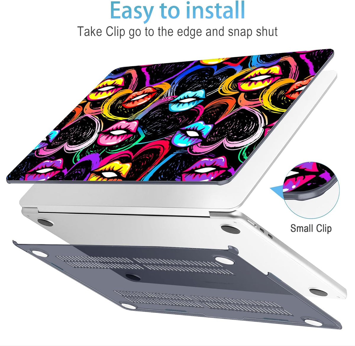 Mektron for 2025 M4 MacBook Air 13.6 Inch A3240 Case Fits 2023 A2681 M2 2024 A3113 M3 Chip with Liquid Retina Display Touch ID, Printed Plastic Hard Shell Cover for MacBook Air 13.6", Colorful Lips