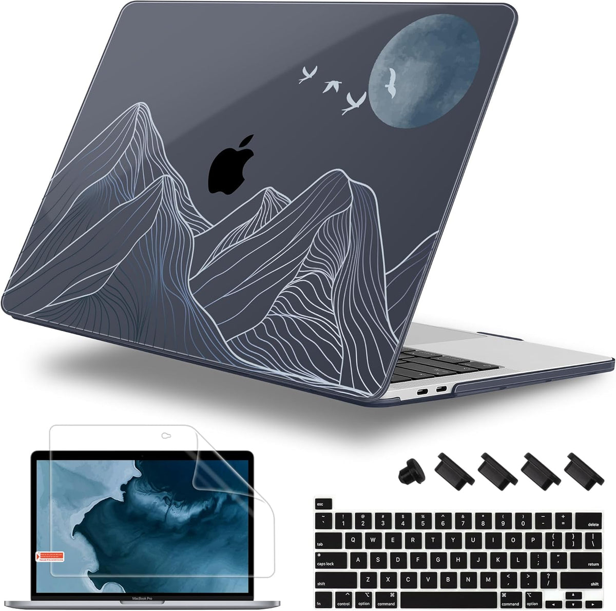 for MacBook Pro 16 inch Case 2019 2020 Release Model A2141, Plastic Hard Shell Cover with Keyboard Cover for MacBook Pro 16 inch with Touch Bar & Touch ID - Abstract Mountain