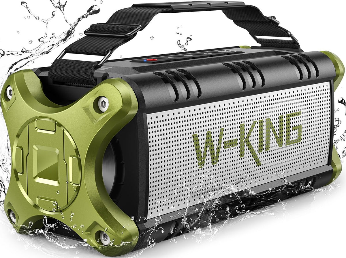 W-KING Bluetooth Speaker, 90W Max Portable Loud Speakers Wireless, IPX6 Waterproof Outdoor Speaker, 50W Deep Bass/2 Powerful Subwoofer/40H/Power Bank/Dual Pairing/EQ/TF/AUX/NFC for Camping,Pool,Party