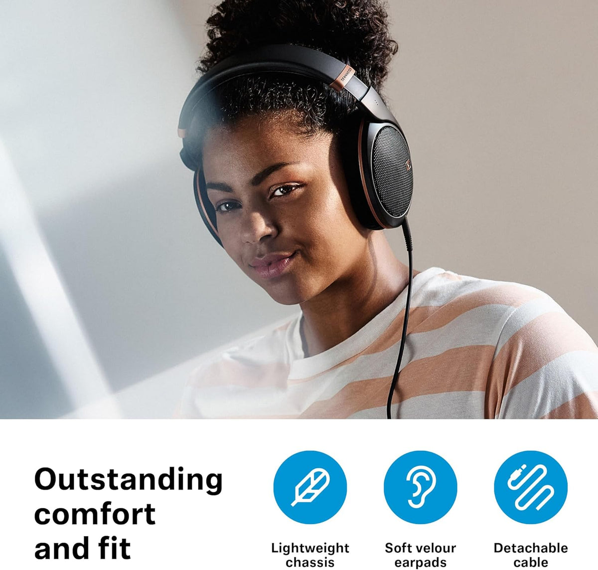 Sennheiser HD 505 - Wired, Over-Ear, with Transparent Sound and Controlled Bass, Enhanced Wearing Comfort, for Music, Work, Gaming, Copper Edition