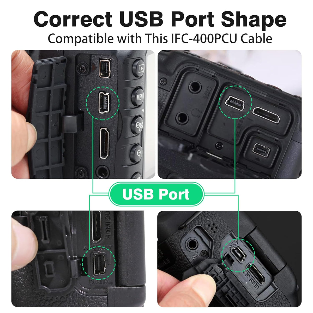 2 Pack 3.3ft IFC-400PCU T1i T7i, AGVEE Camera USB Data File Transfer AV Out Digital Cable Cord with Magnetic Ring