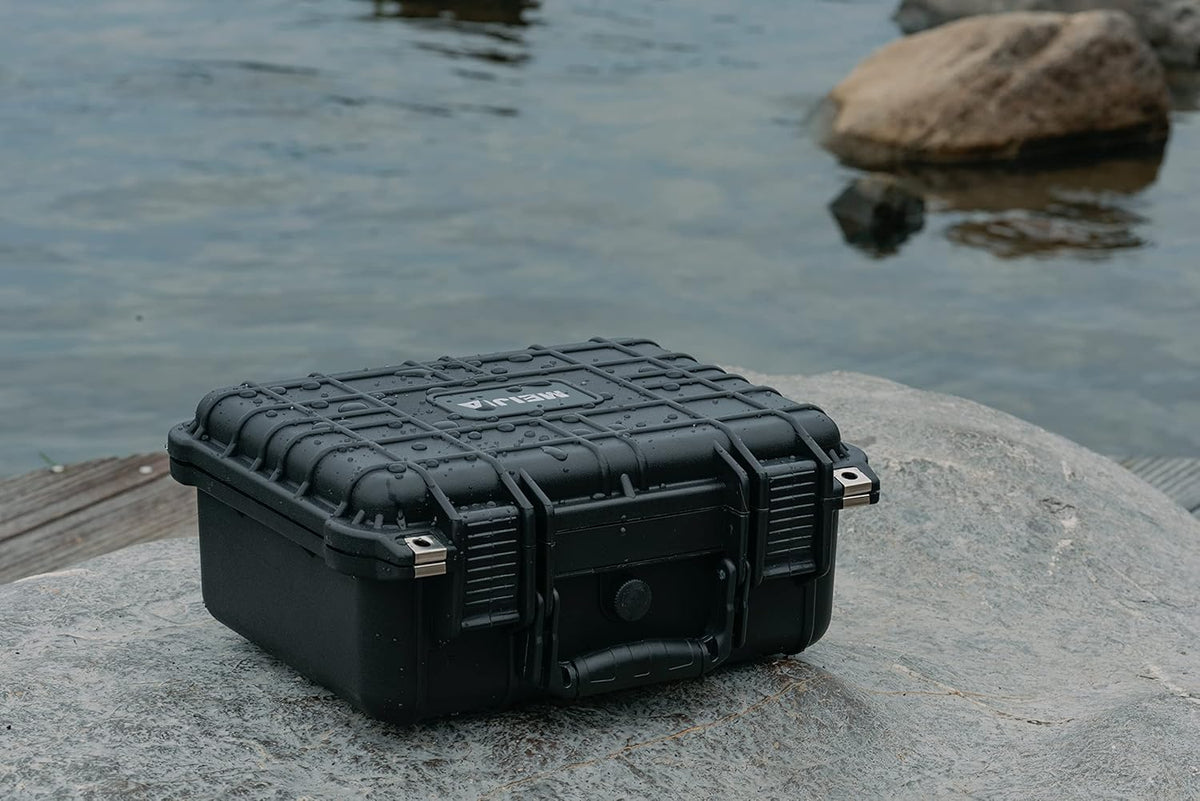 MEIJIA Portable All Weather Waterproof Protective Case,Hard Case,Camera Case With Customized Fit Foam,Fit Use of Drones,Camera,Equipments,Pistols,Elegant Black,13.35 x11.63x5.98inches