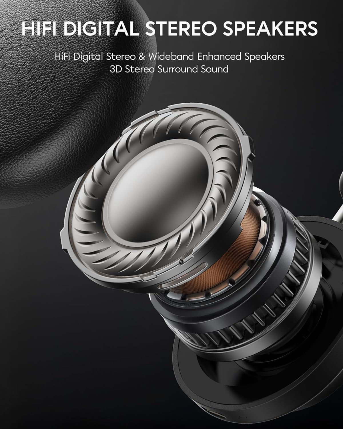 Wireless Headset with Mic for Work, Bluetooth 5.3, Advanced Noise Reduction Microphone, & HD Microphone & HiFi Stereo & Ultra Lightweight Comfortable Bluetooth Headphones for PC, Laptop, Phone,Zoom