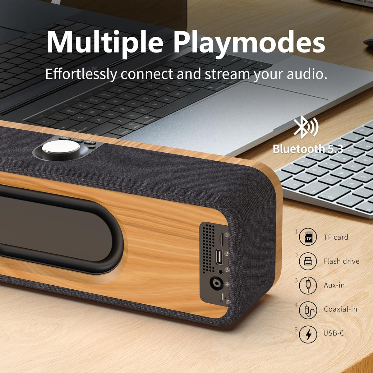 DOSS SoundBox H200 50W Home Bluetooth Speaker with Dual 3.5-Inch Woofers, Two 1-inch Tweeters, 35H Playtime, TWS, Sustainable Materials, BT 5.3, Wireless for Record Player/Computer/TV-Black