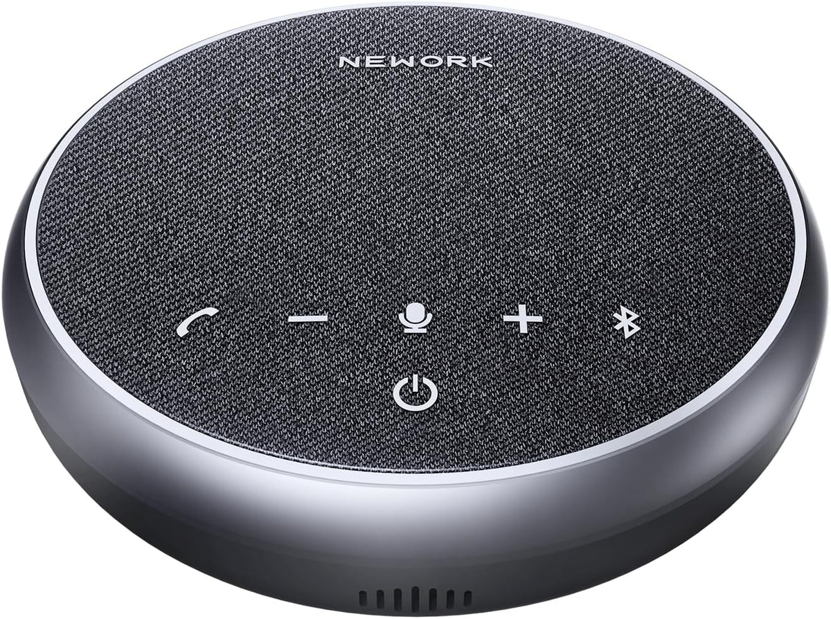 Bluetooth Conference Speakerphone with Microphone, 3 Mics with 360° Voice Pickup, 12H Call Time, Noise Reduction, USB-C Plug & Play, Portable Design, Compatible with Windows, iOS