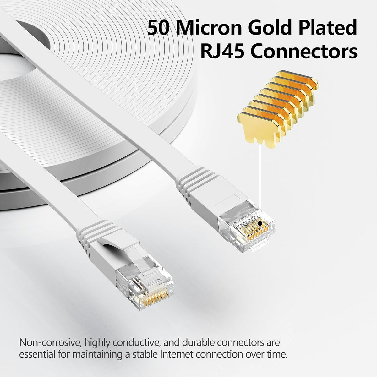 6 75 10Gbps Cat8 Cat7 RJ45 Jadaol Cat Ethernet Cable ft, Support Network, Flat LAN Patch Cable, High-Speed Wired