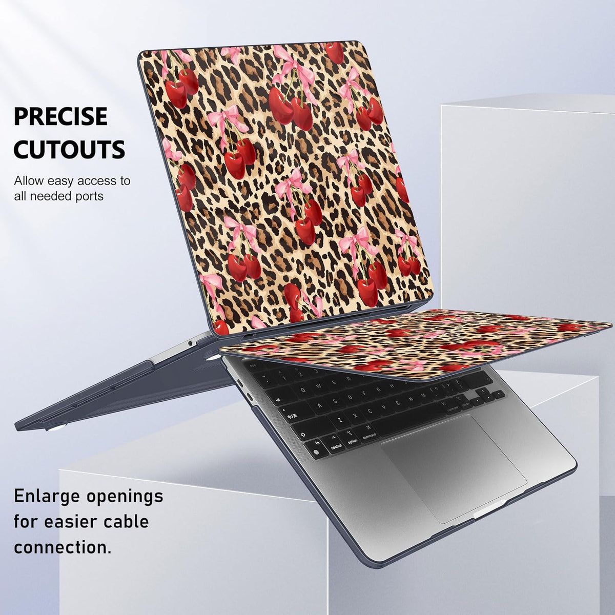 May Chen Case for MacBook Pro 13 inch M2 2023,2022,2021,2020 A2338 M1 A2251 A2289, Plastic Hard Shell Case for MacBook Pro 13" with Touch Bar Fits Touch ID, Cherry & Cheetah