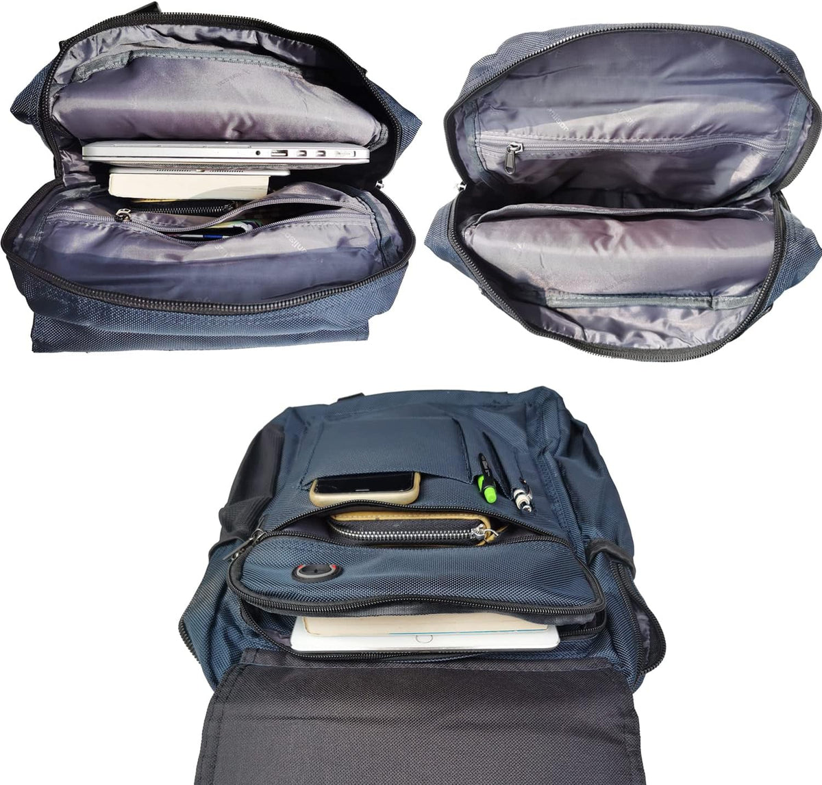 Backpack Large Sling Bag Laptop Cross Body Messenger Bag Shoulder Travel Rucksack (C- Blue)