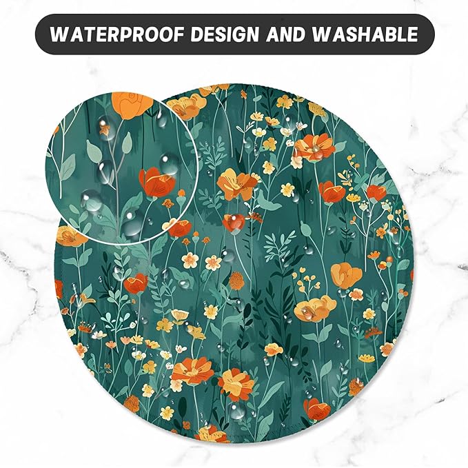 ITNRSIIET Round Mouse Pad with Stitched Edge Premium-Textured Waterproof Non-Slip Rubber Base Desktop Protection Mat Diameter 8.7 inches, Beautiful Flowers