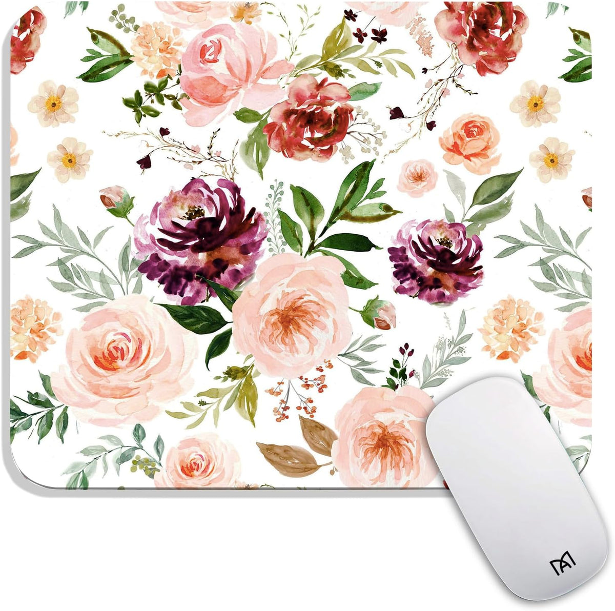 Square Mouse Pad Pretty Floral,Personalized Premium-Textured Custom Mouse Mat Design,Washable Mousepad Cloth,Non-Slip Rubber Base Computer Mouse Pads for Wireless Mouse