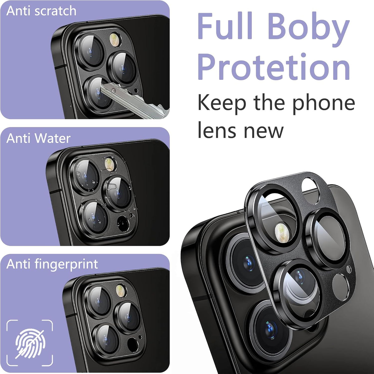 2 Pack Camera Lens Protector for iPhone 15 Pro/iPhone 15 Pro Max,[Not Easy to Breakn ] AR Tempered Glass Strong Adsorption Metal Camera Cover Screen-Titanium Grey