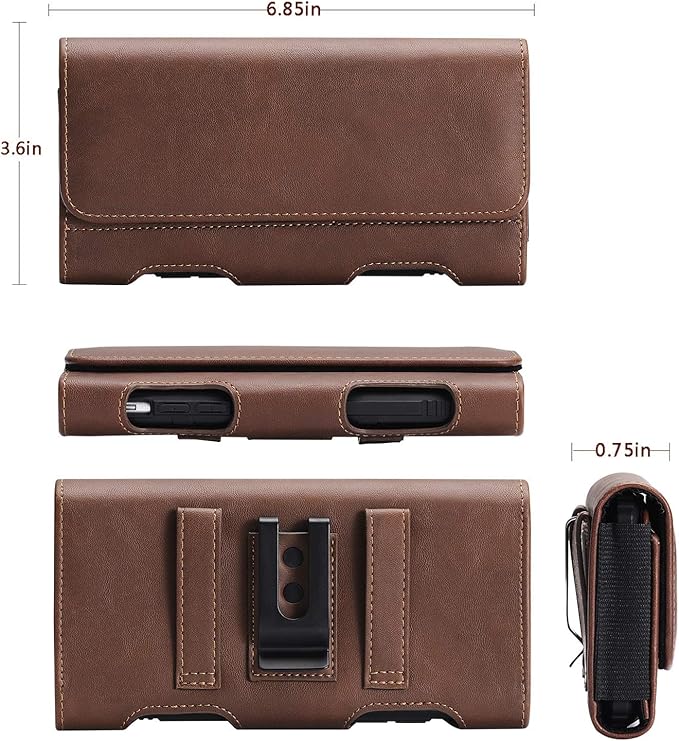 BECPLT for Galaxy S25 Ultra S24+ S23 Ultra Holster Leather Carrying Cell Phone Holder Belt Clip Holster Case Pouch Brown