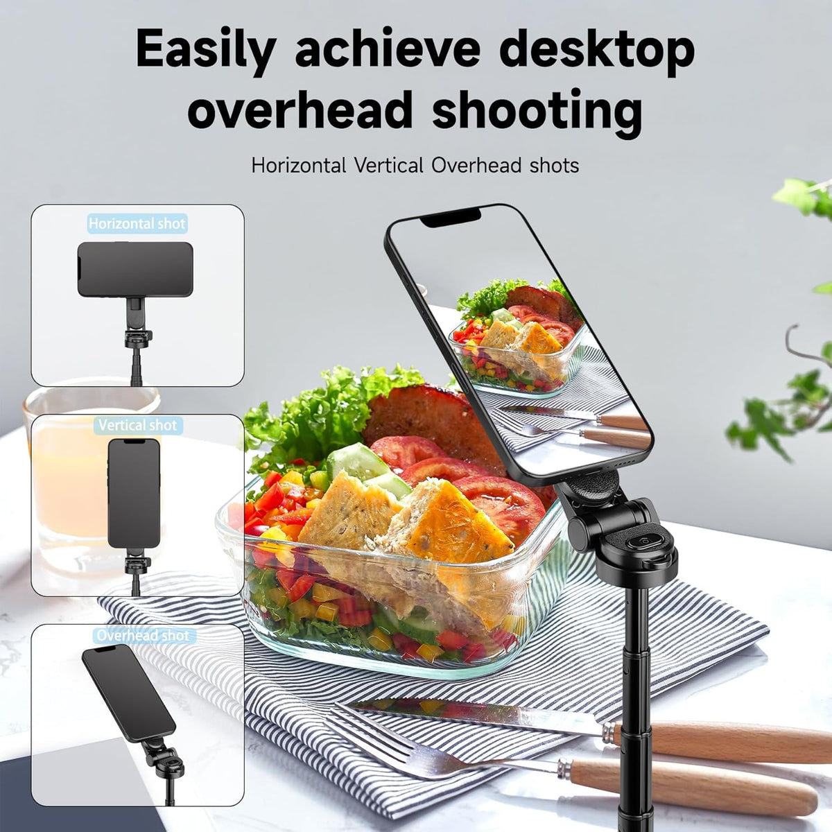 Magnetic Tripod for Phone with Remote Control, 3-in-1 Selfie Stick Handle Grip 360°Rotation Extendable Stand for iPhone Android Phones