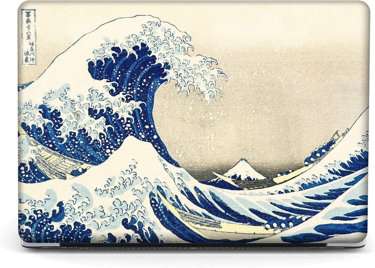 Compatible with MacBook Pro 13 inch Art Case Skin, 2022, 2021, 2020-2016 Release A1706/A1989/A2159 Pattern Gray Hard Shell with Keyboard Cover & Screen Protector (The Great Wave by Hokusai)