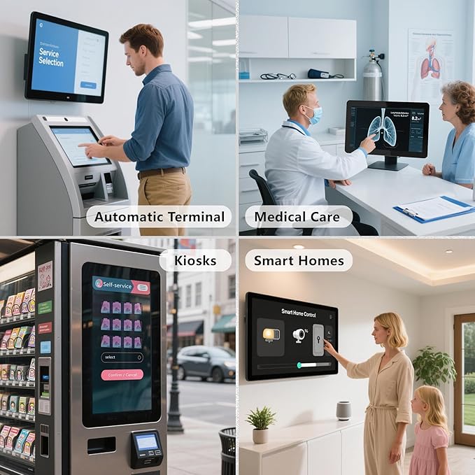 7 Inch Industrial Touchscreen Monitor10-Point Capacitive Touch IP65 LCD Display 16:9with VESA HDMI/VGA/DVI/USB/Audiofor Medical &amp Industrial &amp Kiosks POS.1024 * 600