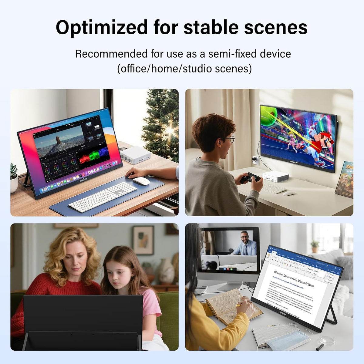 InnoView 23.8" Large Portable Monitor, FHD 144HZ 100% SRGB IPS USB-C HDMI Work Home Gaming Second Monitor 1080P W/180°Adjustable Stand for Laptop, MacBook, Phones