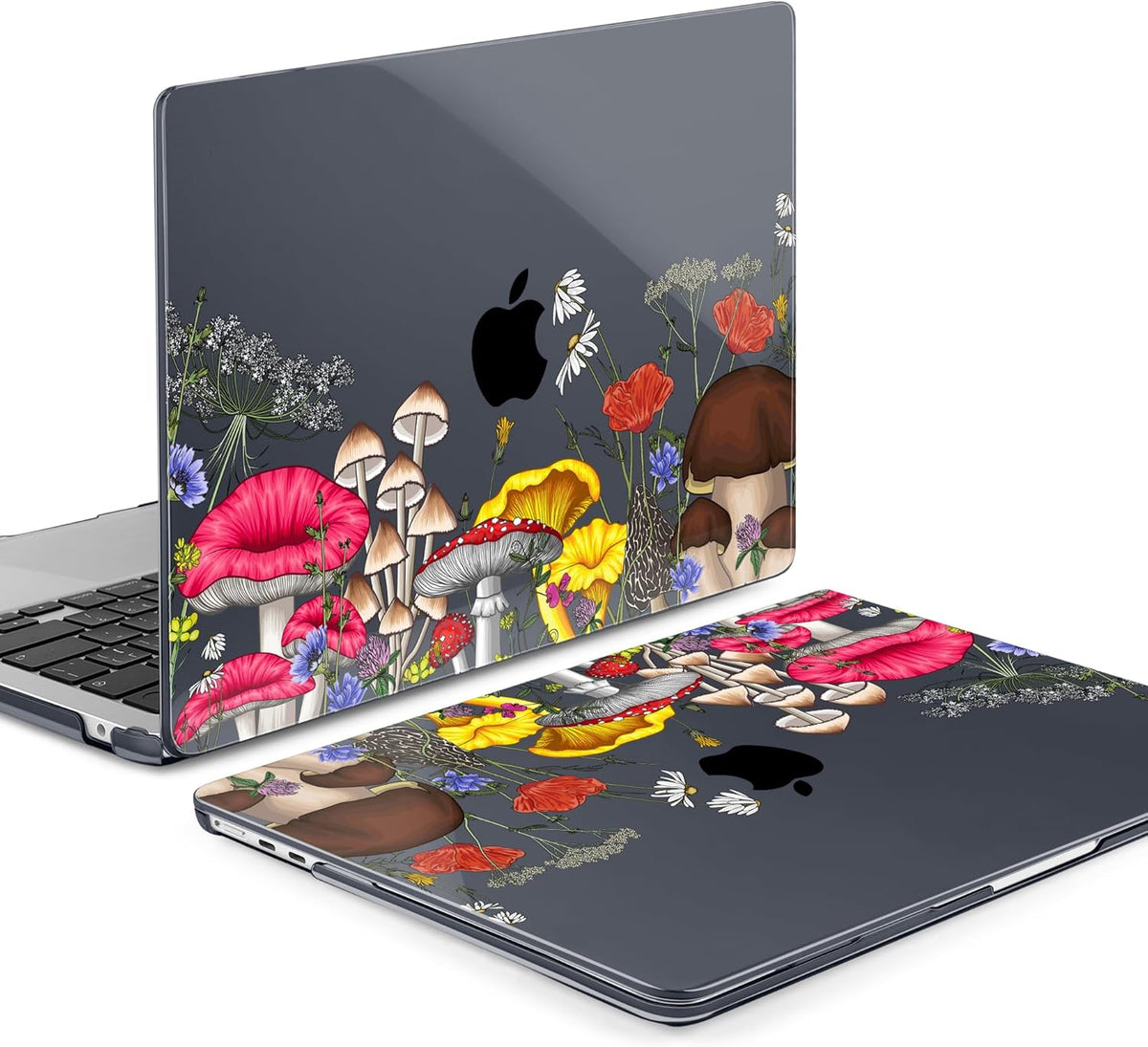 MEEgoodo Case for MacBook Air M4/M3/M2 13.6 inch 2025 2024 2022, Fit Model A3240 A3113 A2681, Compatible with MacBook Air 13 inch, Laptop Hard Shell Case with Keyboard Cover, Forest of Mushrooms