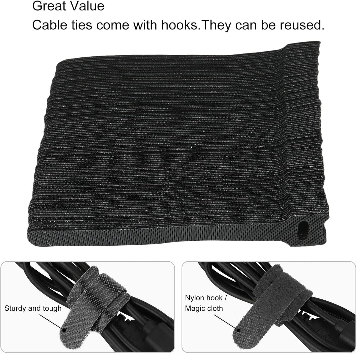 goodstumbler Toolbox 100Pcs Reusable Cable Ties Adjustable Fastening Wire Cord Organizer Ties for Beauty Salon