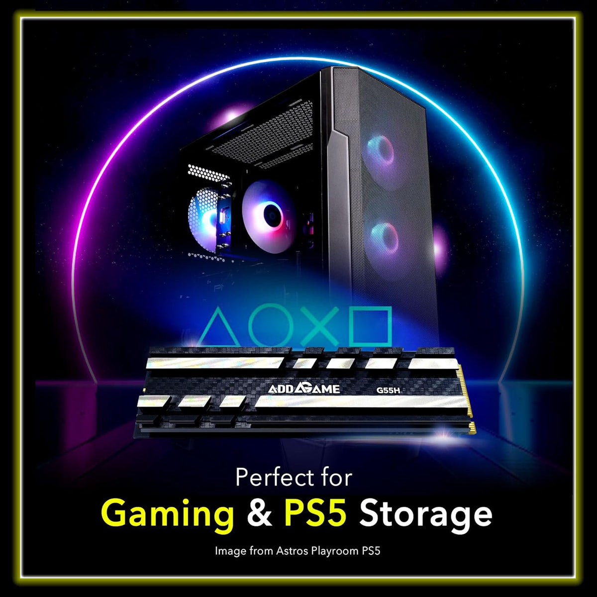 Addlink G55H 1TB PCIe 5.0 Gen5 NVMe M.2 SSD with Heatsink - Up to 10,200 MB/s - Game Ready - Internal Solid State Drive - Compatible with PCs and PS5 (ad1TBG55HM2P)