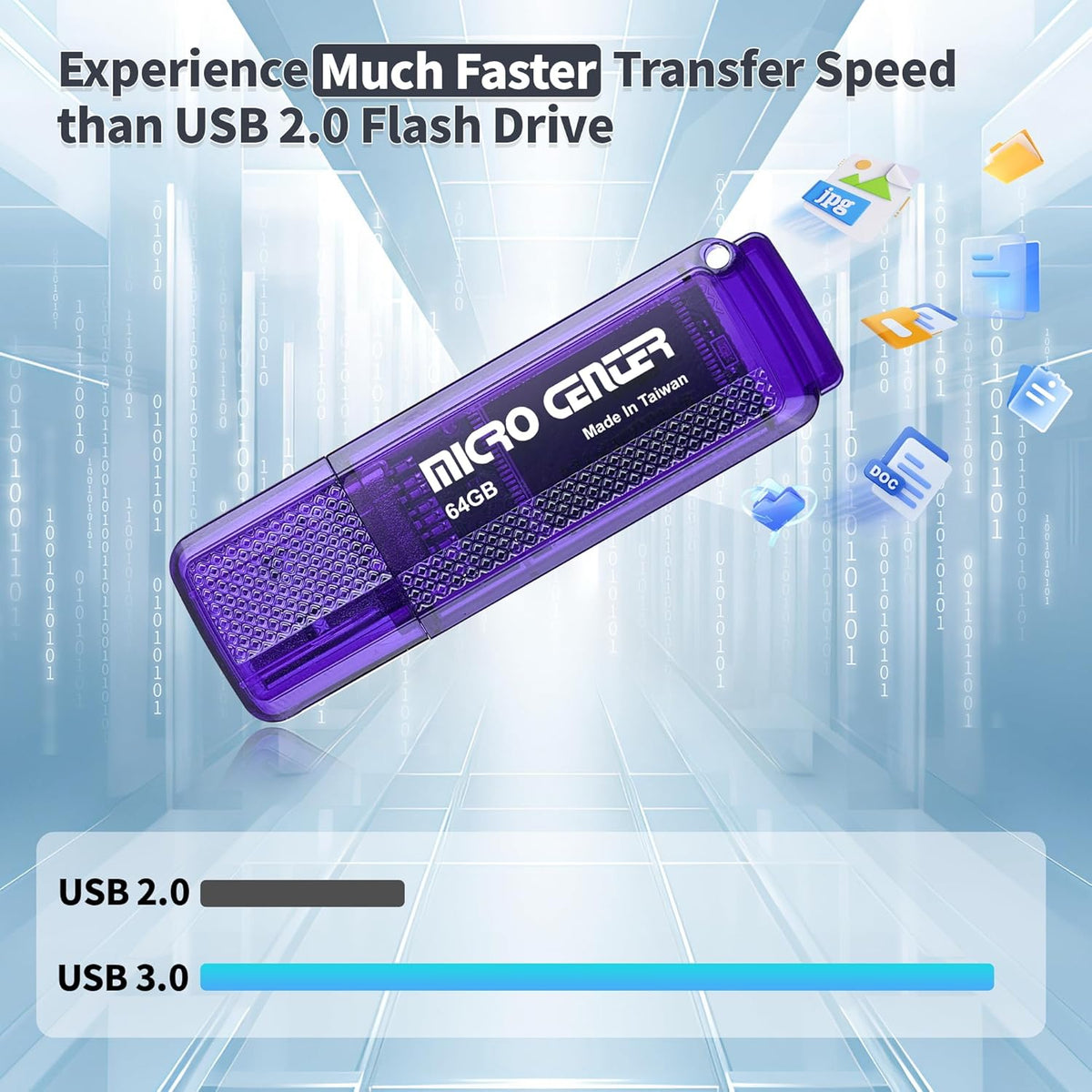 INLAND Micro Center SuperSpeed 10 Pack 64GB USB 3.0 Flash Drive Gum Size Memory Stick Thumb Drive Data Storage Jump Drive, 10X Faster Than USB 2.0 USB Drive (64G 10-Pack)