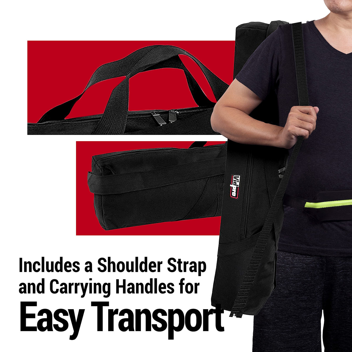 VidPro TC-45 Tripod Carrying Case - Heavy Duty Nylon Bag with Shoulder Straps and Handles - Compact Case with Full Length Zippered Closure Plus