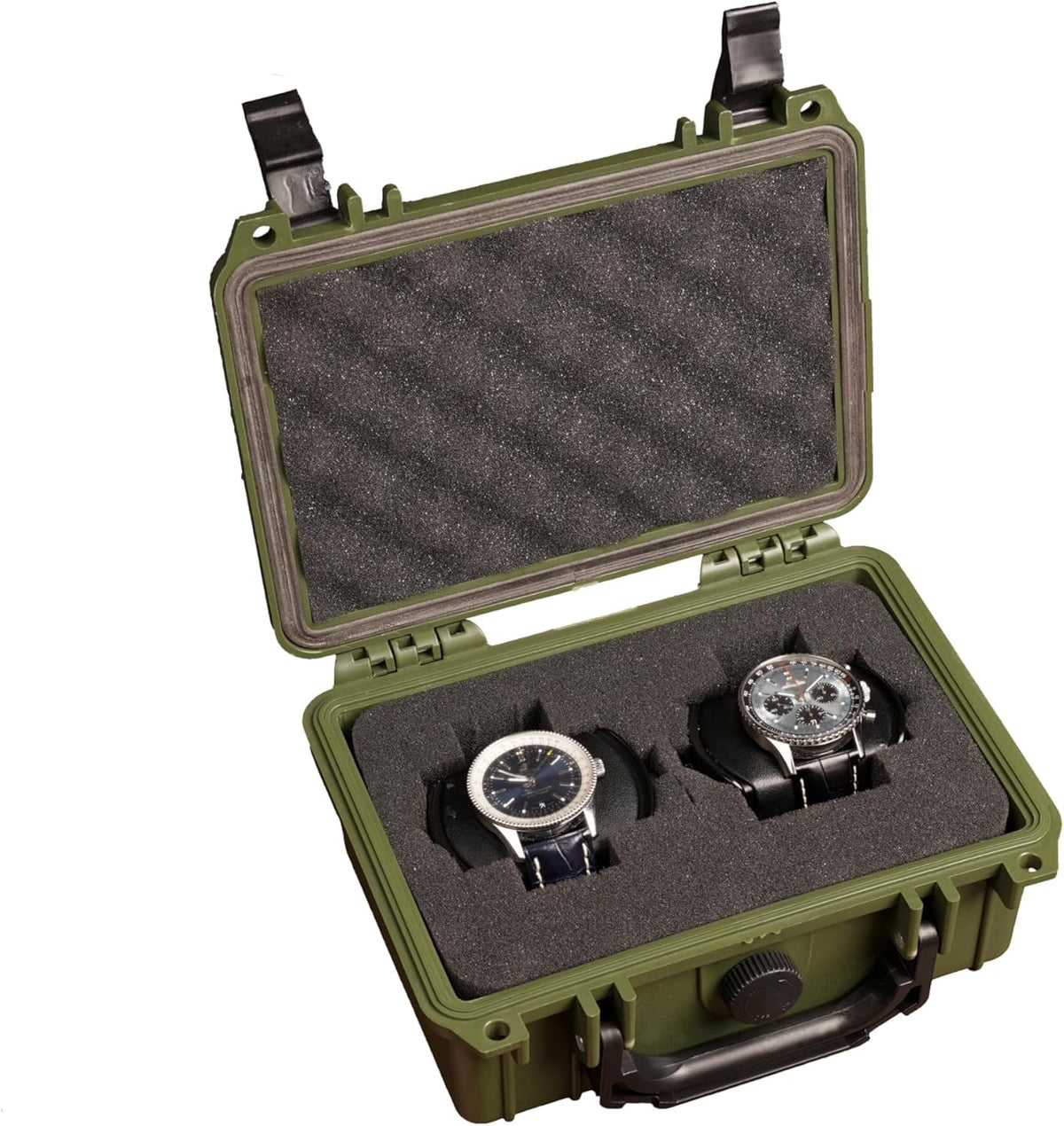 MEIJIA IP67 waterproof hard compact case,Customizable Fit Foam,8.12”x6.56”x 3.56”,Fit Use of Drones, Cameras,Equipments,lens (Green)