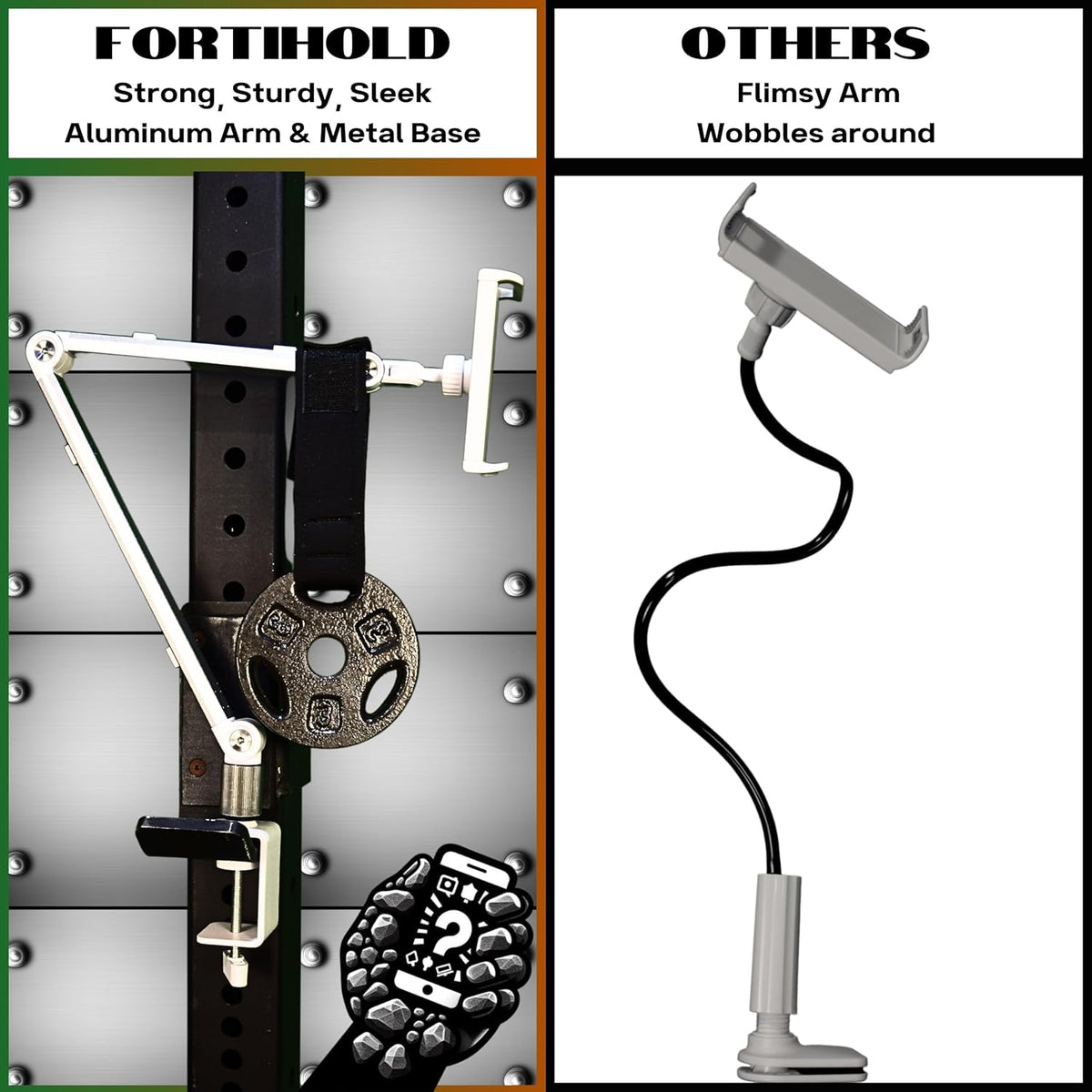 Portable Monitor Stand 16 Inch - Heavy Duty Aluminum Adjustable Monitor Mount with Articulating Arm, 360° Rotation, Cable Management - Professional Desk Setup for Tablets, Phones 4.7-16"