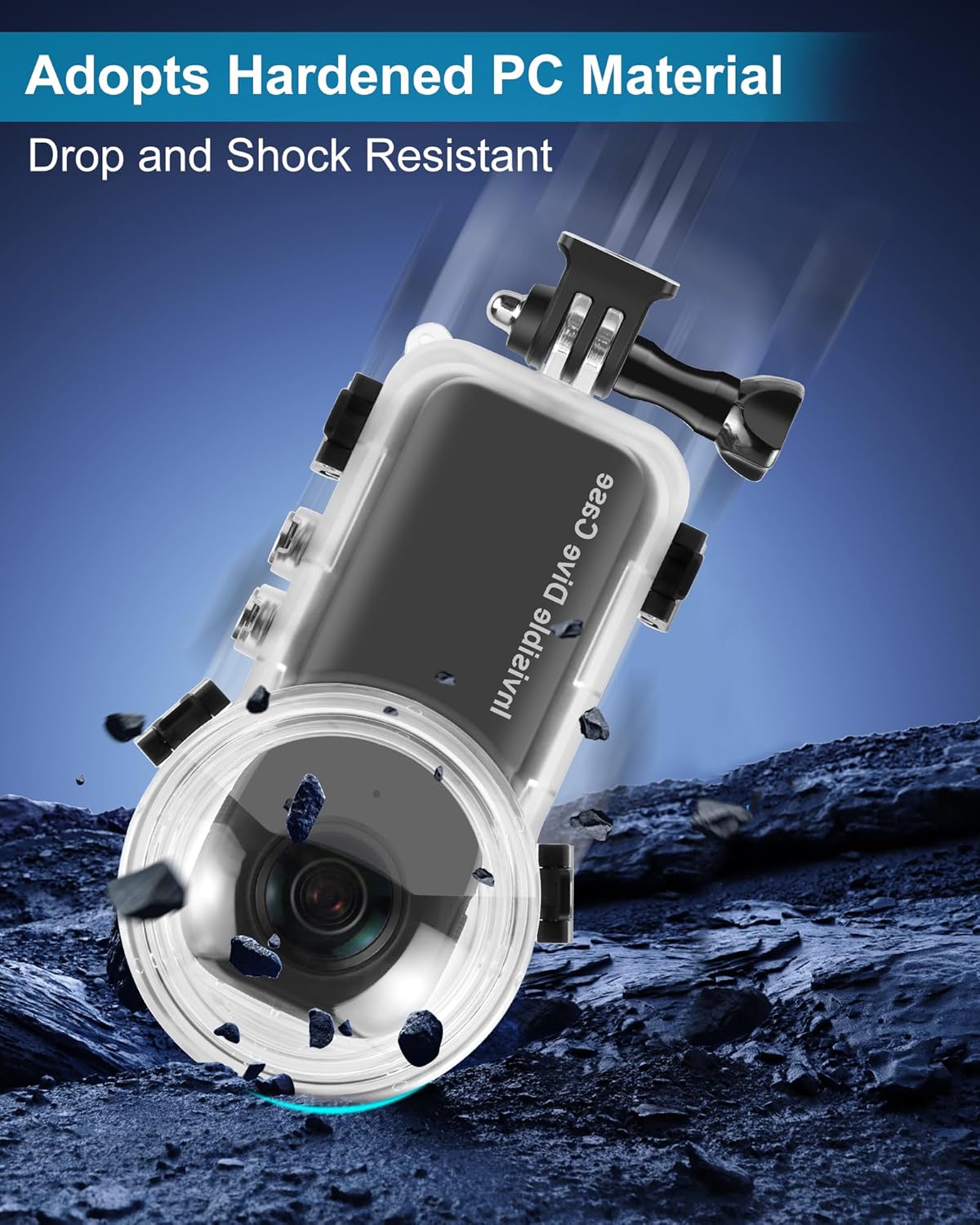 PULUZ 50m/164ft Invisible Dive Case for Insta360 X3 Underwater Waterproof Housing Cover Protective PC Sealed Shell Photography Housings with Bracket Camera Insta 360 X3 Accessories
