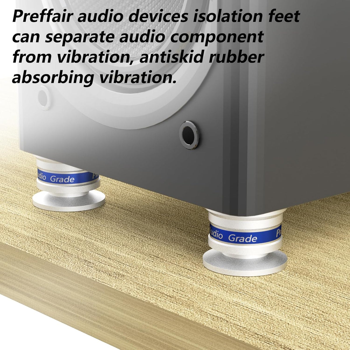 Preffair HiFi Speaker Isolation Feet Spikes, Aluminum Shockproof Turntable Stand Feet, Speaker Floor Protector Mat, Adjustable Subwoofer Vibration Absorber, Non-Slip LP Vinyl Record Player Base Pad.