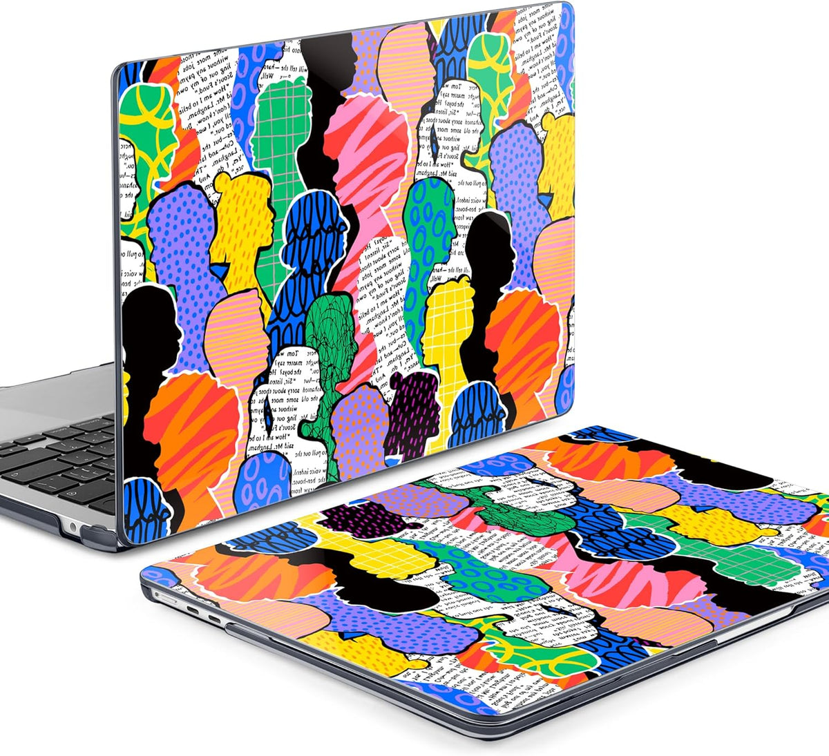 MEEgoodo for M4/M3/M2 MacBook Air 15.3 inch Case 2025 2024 2023, Case Fit Model (A3241/A3114/A2941) for MacBook Air 15 inch, Laptop Hard Shell with Keyboard Cover, Diverse People Abstract Art