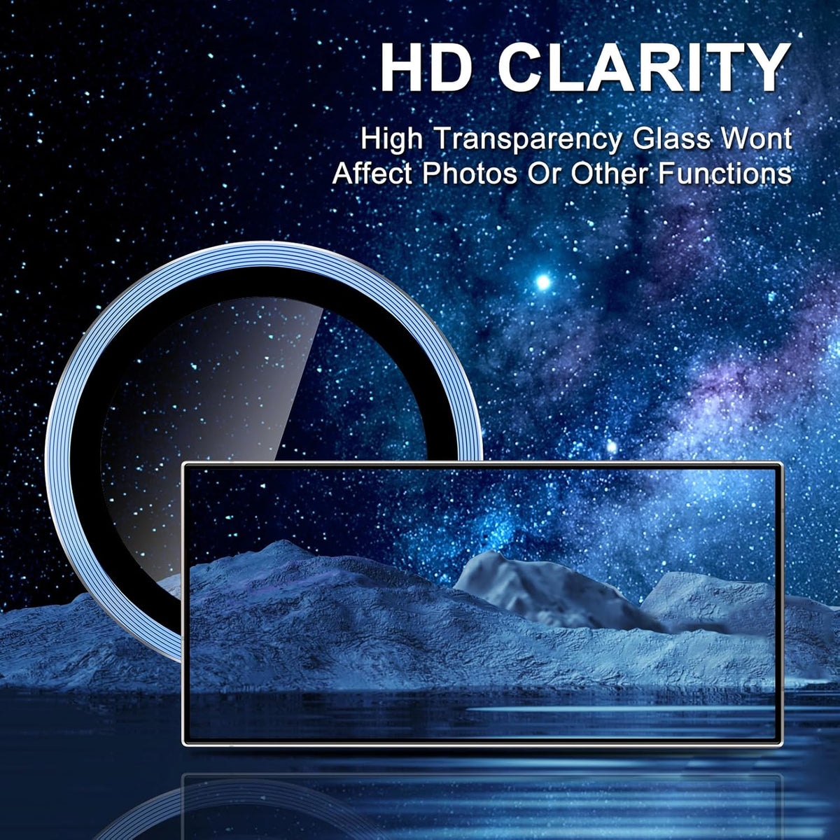 for Samsung Galaxy S25 Ultra Camera Lens Protector, Individual Metal Ring Tempered Glass Lens Cover, [Strong Adsorption] Scratch Resistant Ultra-Thin HD Clear Lens Cover, 1 Set-Blue