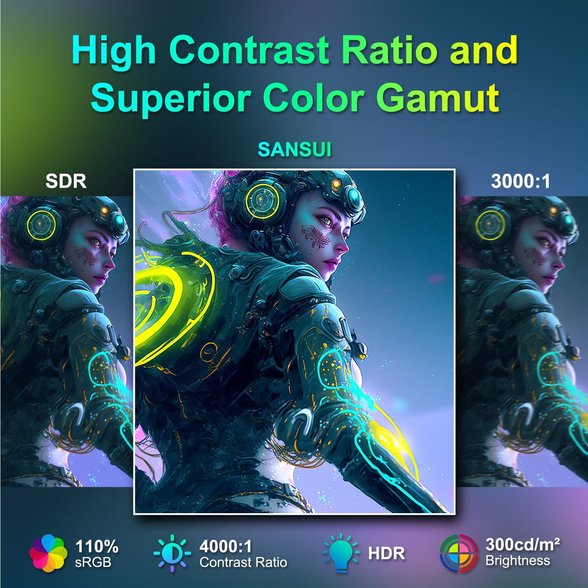 SANSUI Curved Monitor 27 inch 100Hz USB Type-C Computer Monitor with Speakers Built in丨FHD 1080p丨HDR丨110% sRGB丨1500R丨VESA Compatible,for Tablet,Desktop,Laptop and PC Work Gaming