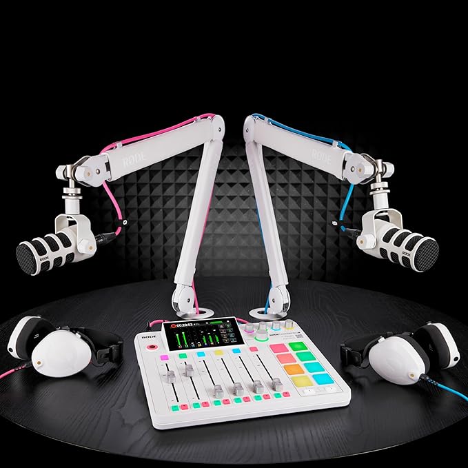 Rode PodMic Cardioid Dynamic Broadcast Microphone (White) with XLR Cable and StreamEye Polishing Cloth