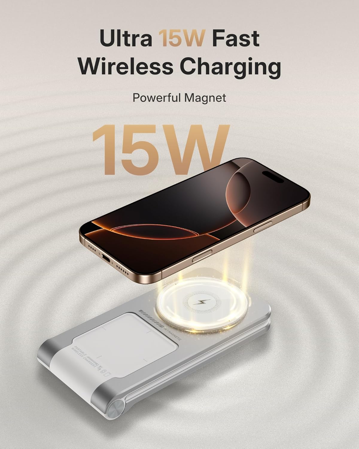 Wireless Mag-Safe Charger Stand for iPhone 16 Pro Max, 3 in 1 Charging Station for Multiple Devices, Metal Foldable Travel Charger for Apple Watch & AirPods, Built-in Retractable USB-C Cable, White
