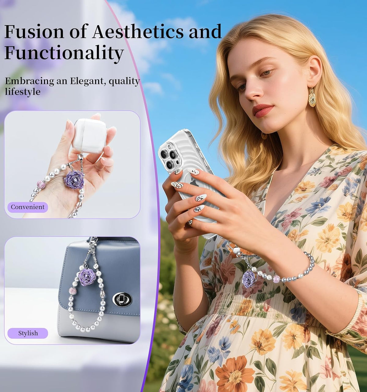 memumi Universal Phone Wrist Strap, Hand wristlet Strap for Women Anti-Theft Secure Lanyard for Smartphones Dried Flowers