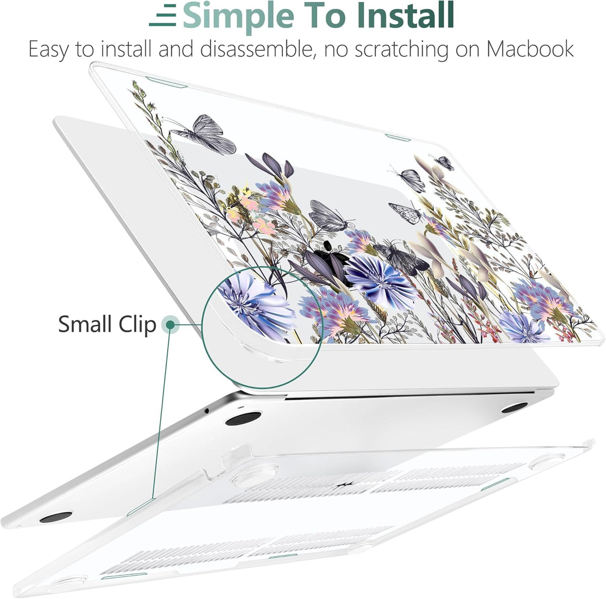 TWOLSKOO Compatible with M4 MacBook Air 15 inch Case 2025-2023 Released Model M4 A3241 M3 A3114 M2 A2941, Plastic Hard Shell & Screen Protector & Keyboard Cover & Type C Adapter, Garden Flower