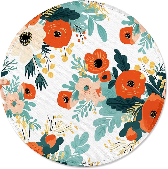 ITNRSIIET Round Mouse Pad with Stitched Edge Premium-Textured Waterproof Non-Slip Rubber Base Desktop Protection Mat Diameter 8.7 inches, Beautiful Flowers