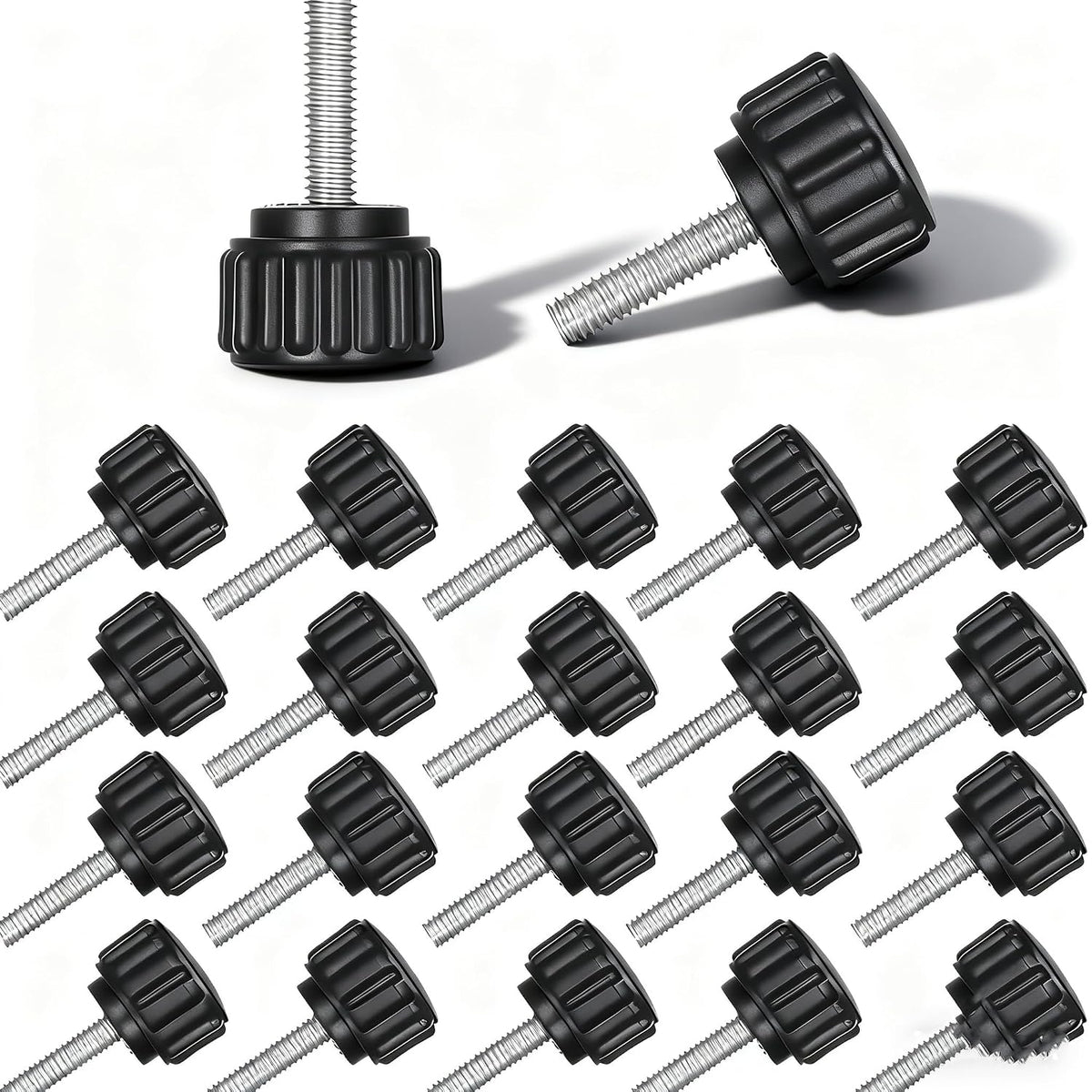 Impnit 24 M4 15 mm Pieces x Threaded Knurled Thumbscrew, Monitor Screws for Vesa Mount Screws Carbon Steel Clamping
