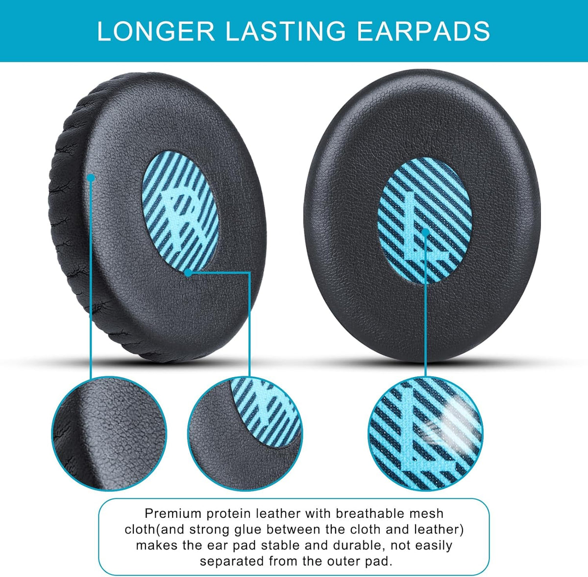 Ear Pads Replacement for Bose On-Ear 2 Headphones, GVOEARS Ear Cushion Pad for Bose OE2 / OE2i / SoundTrue OE/SoundLink On-Ear Wireless Headphones, Durable & Longer Lasting (Blue Pad)