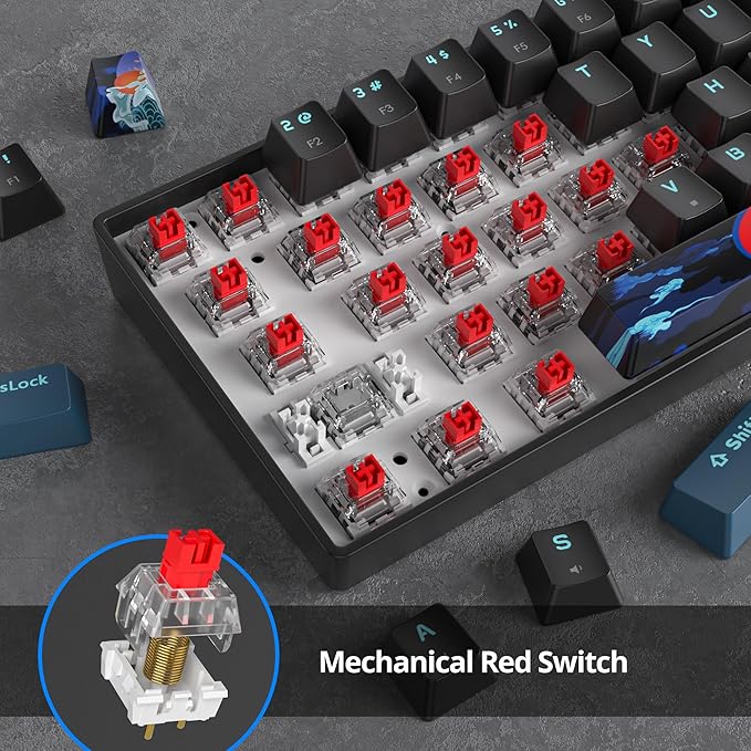 60 Percent Gaming Keyboard Mechanical with Linear Red Switch 65% Wired Ultra-Compact Mini Keyboard Rainbow with PBT Keycaps for Ps4/Ps5/Xbox(68 MonsterB)