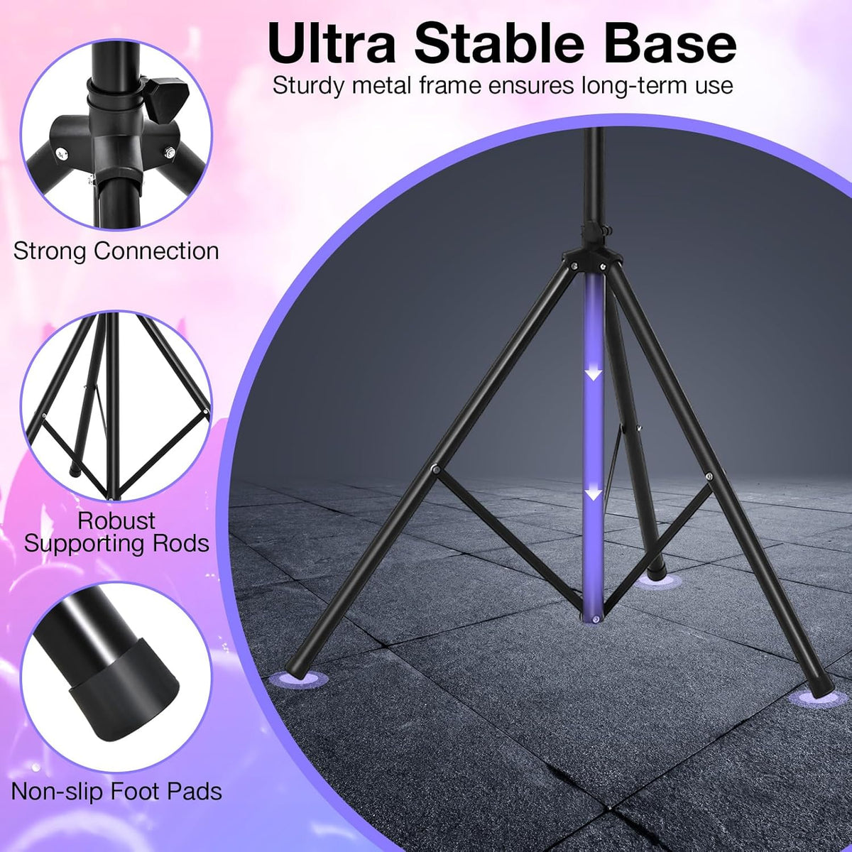 DJ Light Stand, Tripod Lighting Stand with 73""-138"" Adjustable Height, Portable T-bar Light Stand Stage Light Stand for Bar, Party & Banquet, TL35700