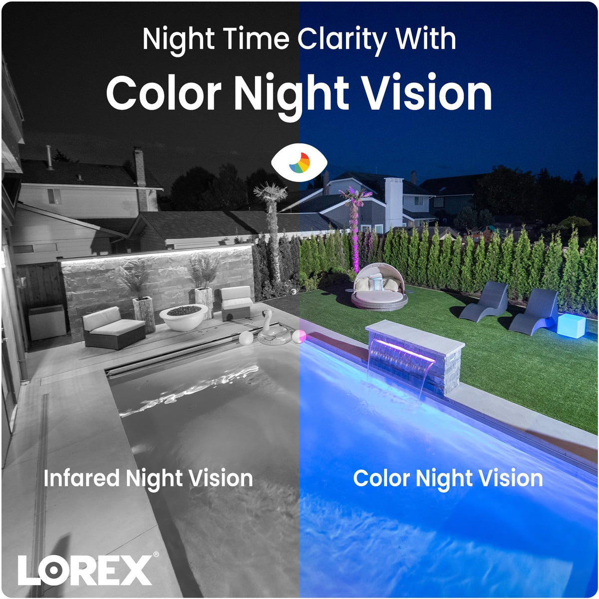 Lorex Fusion 4K Security Camera System w/ 2TB NVR - 8 Channel PoE Wired Home Security System w/ 4 Metal Cameras - Motion Detection, Color Night