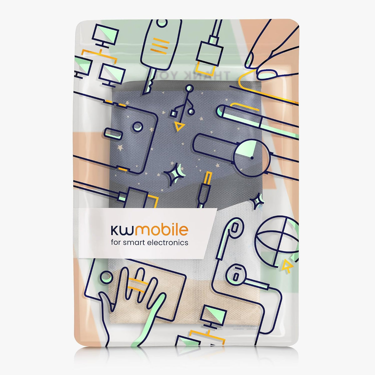 27-28" kwmobile Dust Cover for Monitor - Linen Monitor Protector with Design - Starry Night Lake White/Light Brown/Dark